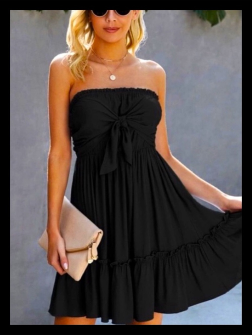 💕Boho Tie Front Ruffle Hem Tube Dress NIP💕